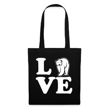 Amour ours polaire - Sac en tissu - noir - Devant