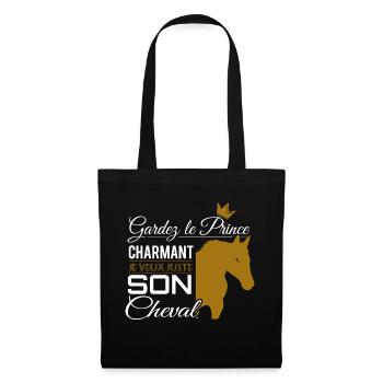 Cheval Shirt • Prince Charmant • Pony Cadeaux - Sac en tissu - noir - Devant