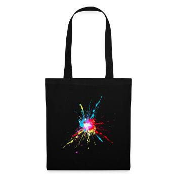Farbspritzer Farbkleckse bunt cool fun Farbe - Stoffbeutel - Schwarz - Vorne