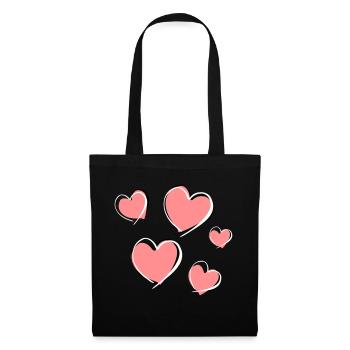 five hearts - symbol of love - Tote Bag - black - Front