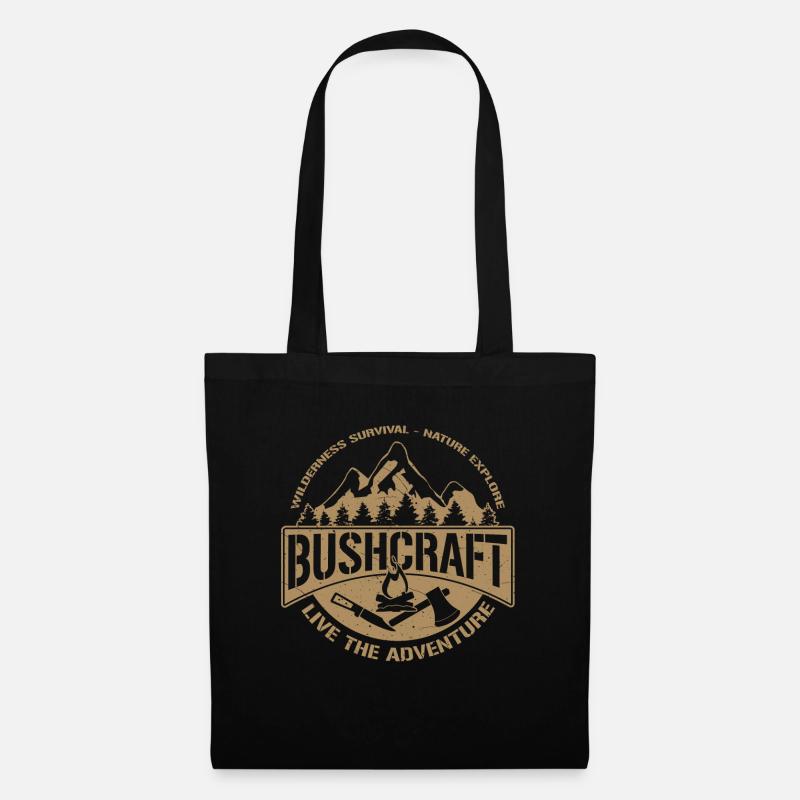 Bushcraft Outdoor Abenteuer Geschenk Bushcrafter - Stoffbeutel - Schwarz