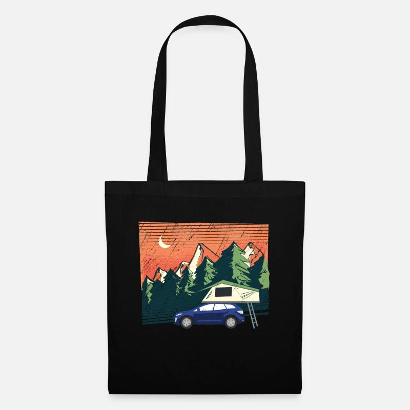 Dachzelt Camper | Camping Geschenk | Geschenkidee - Stoffbeutel - Schwarz