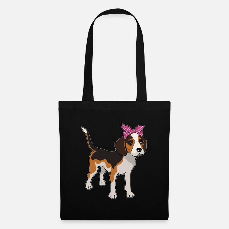 Beagle mit Schleife Beaglebesitzer Geschenk - Stoffbeutel - Schwarz