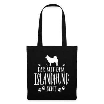 DER MIT ISLANDHUND GEHT Hundespruch Hunde Spruch - Stoffbeutel - Schwarz - Vorne