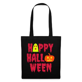 Happy halloween (Geist, Halloweenkürbis) - Stoffbeutel - Schwarz - Vorne