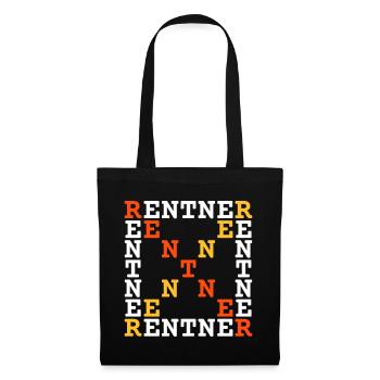 Rentner (waagerecht, senkrecht u. diagonal lesbar) - Stoffbeutel - Schwarz - Vorne