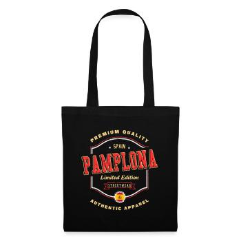 Pamplona Spanien Stadt Schrift Vintage Retro - Stoffbeutel - Schwarz - Vorne