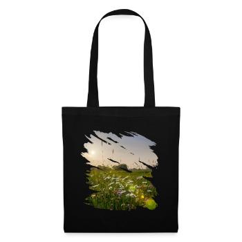 Prairie fleurie pittoresque dans les rayons du soleil - Sac en tissu - noir - Devant