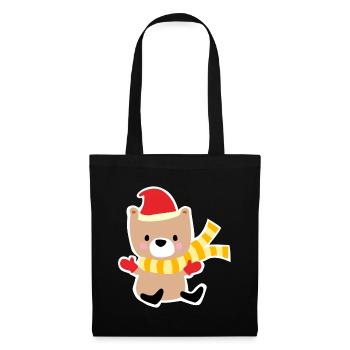 Winter bear with Christmas hat - Tote Bag - black - Front