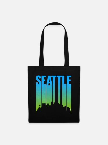 Seattle Neon Skyline Kunstdruck - Stoffbeutel - Schwarz