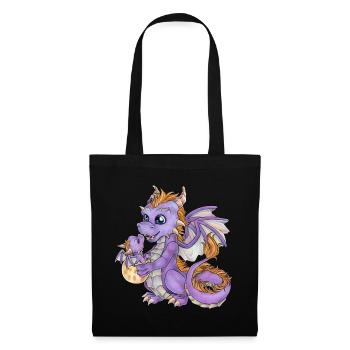 Niedliche Drachenmama mit Baby Drache Geschenkidee - Stoffbeutel - Schwarz - Vorne