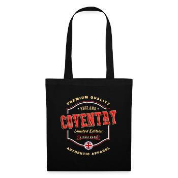 Coventry England UK Stadt Schrift Vintage Retro - Stoffbeutel - Schwarz - Vorne