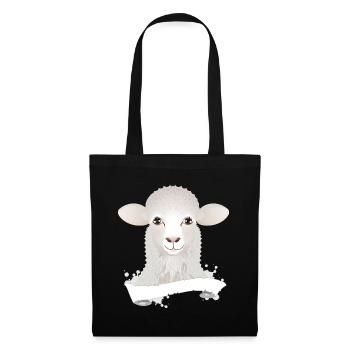 A cute sheep as a portrait with banner - Tote Bag - black - Front