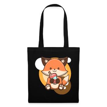 Fox and Bubble Tea - Tote Bag - black - Front