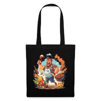 Maître du grill heureux - Sac en tissu - noir - Devant