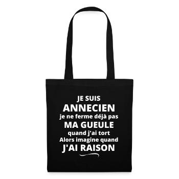 Annecy, lac d'Annecy, je suis Annecien - Sac en tissu - noir - Devant