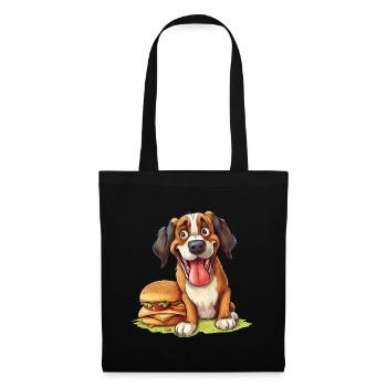 Hund Burger Hamburger Fast Food Hundeliebhaber - Stoffbeutel - Schwarz - Vorne