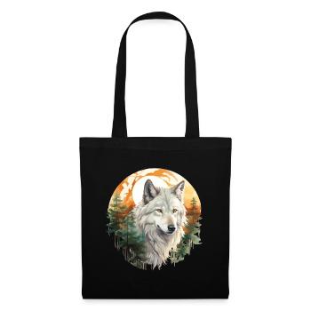 Wolf Wolf’s Head Nature Wilderness Forest Trees Art - Sac en tissu - noir - Devant