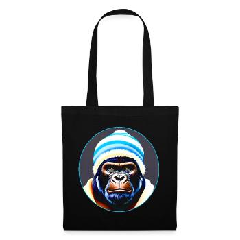 Gorille cool avec chapeau d’hiver - Sac en tissu - noir - Devant