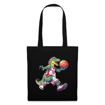 Basketball Dinosaure T-Rex Player Sports Cartoon - Sac en tissu - noir - Devant