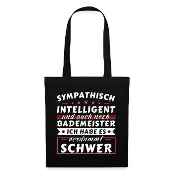 Sympathisch und intelligent - Bademeister Edition - Stoffbeutel - Schwarz - Vorne