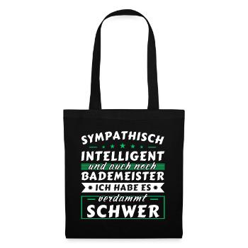 Sympathisch und intelligent - Bademeister Edition - Stoffbeutel - Schwarz - Vorne