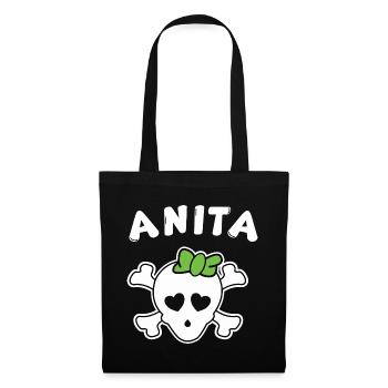 Piratin Anita Design für Mädchen und Frauen - Stoffbeutel - Schwarz - Vorne