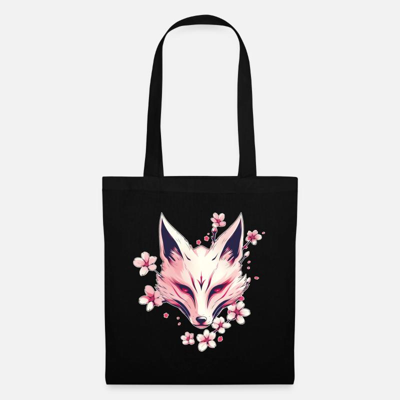Fuchs Japanische Maske - Stoffbeutel - Schwarz