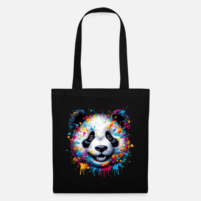 Panda - Stoffbeutel - Schwarz