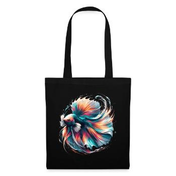 Leuchtender Betta Splendens, Kampffsich bunt - Stoffbeutel - Schwarz - Vorne