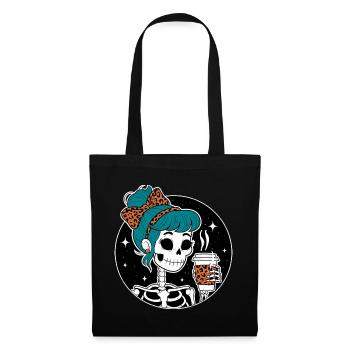 Funny Mexican Skeleton with Latte Coffee Halloween - Tote Bag - black - Front
