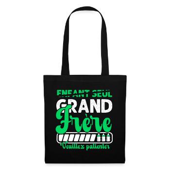 Grand Frère Cadeau Annonce Naissance Bébé - Sac en tissu - noir - Devant