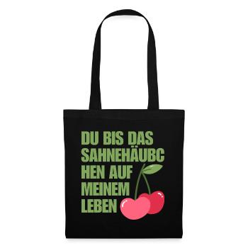 Lustige Valentinstag-Sprüche mit Kirsche drauf - Stoffbeutel - Schwarz - Vorne