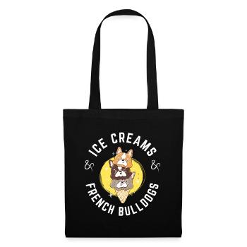 Bold Frenchie IceCream – Drôle de bouledogue français - Sac en tissu - noir - Devant