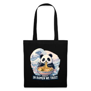 Panda Ramen Nudel Bowl - Stoffbeutel - Schwarz - Vorne