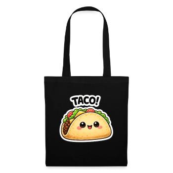 Kawaii taco with a cute face - Tote Bag - black - Front