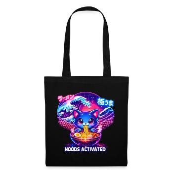 Ramen Kitty Neon Welle - Stoffbeutel - Schwarz - Vorne