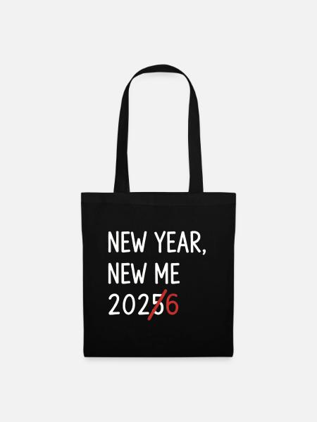 New Year New Me 2026 Strikethrough - Stoffbeutel - Schwarz