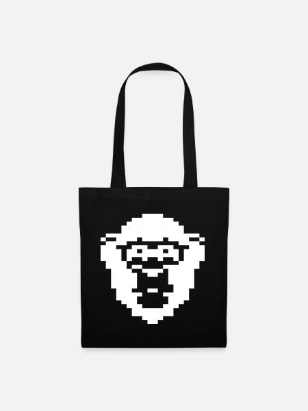 Retro Pixel Chimp Abzeichen - Stoffbeutel - Schwarz