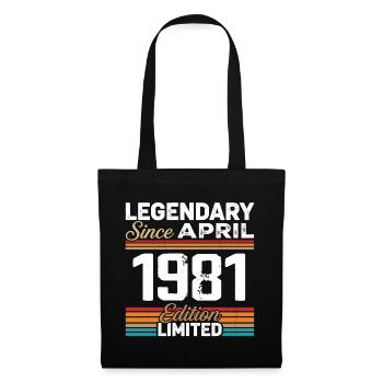 April 1981 Retro April 1981 Geburtstagsgeschenk - Stoffbeutel - Schwarz - Vorne