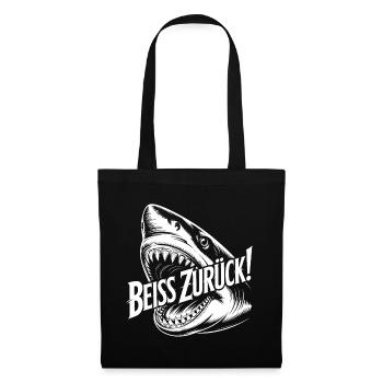 Beiss Zurück Hai Grafik - Stoffbeutel - Schwarz - Vorne