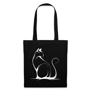 Katze Skizze - Stoffbeutel - Schwarz - Vorne