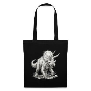 Triceratops Motiv Dinosaurier Urzeit Saurier - Stoffbeutel - Schwarz - Vorne