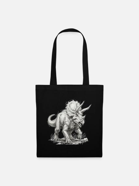 Triceratops Motiv Dinosaurier Urzeit Saurier - Stoffbeutel - Schwarz