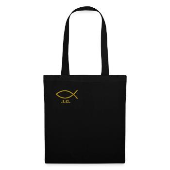 Poisson christianisme or avec légende - Sac en tissu - noir - Devant