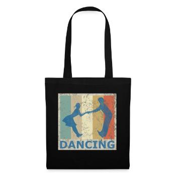 Retro Vintage Style Tanzen Tanzpaar Musik - Stoffbeutel - Schwarz - Vorne