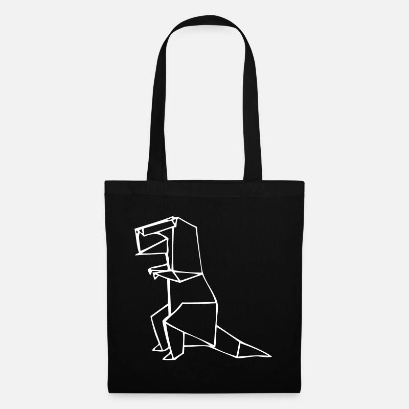 Dino Rex - T-Rex - Origami - Stoffbeutel - Schwarz