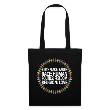Gegen Rassismus (englisches Shirt) - Stoffbeutel - Schwarz - Vorne