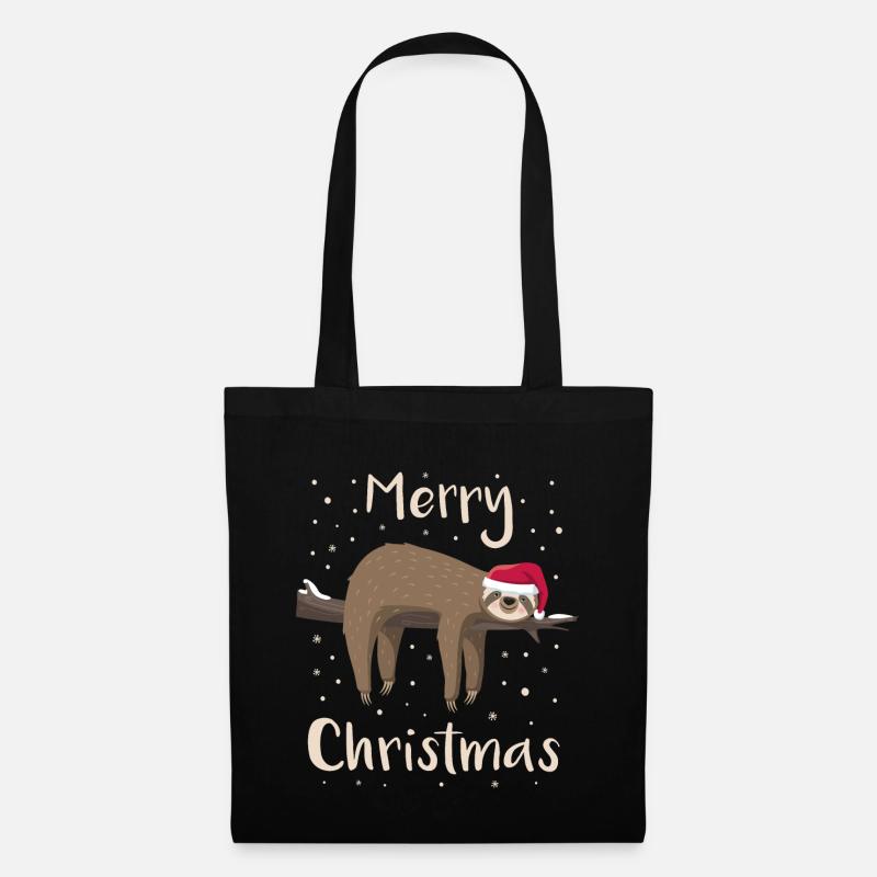 Faultier Weihnachten Sloth Merry Christmas - Stoffbeutel - Schwarz