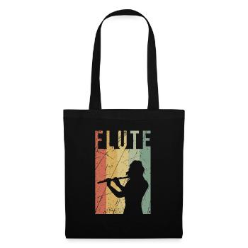 Flöte Querflöte retro Geschenk vintage Musik - Stoffbeutel - Schwarz - Vorne